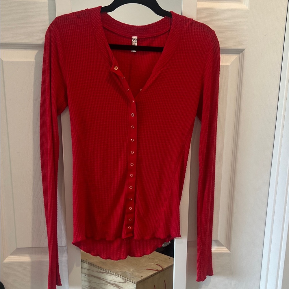 Free people Waffle-Knit Snap-Front Women's Top